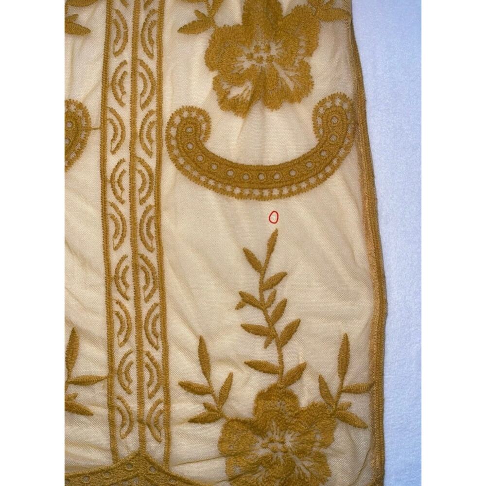 Wild Honey Mustard Yellow Lace Sheer Maxi Romper Dress Overlay Boho Size Small - Picture 15 of 15
